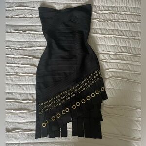 ✨RARE✨Size small Herve Leger bandage bodycon dress with grommet fringe